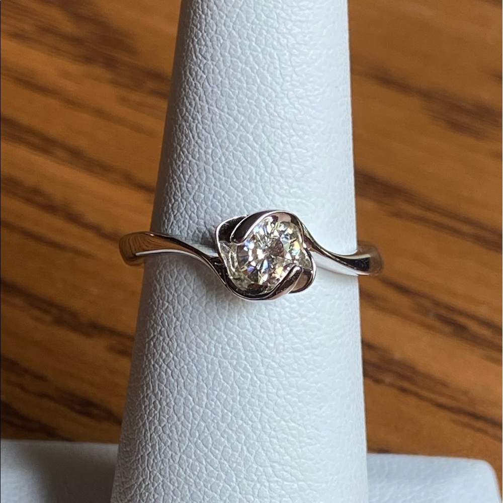 Certified Moissanite Fire Sterling Silver Ring